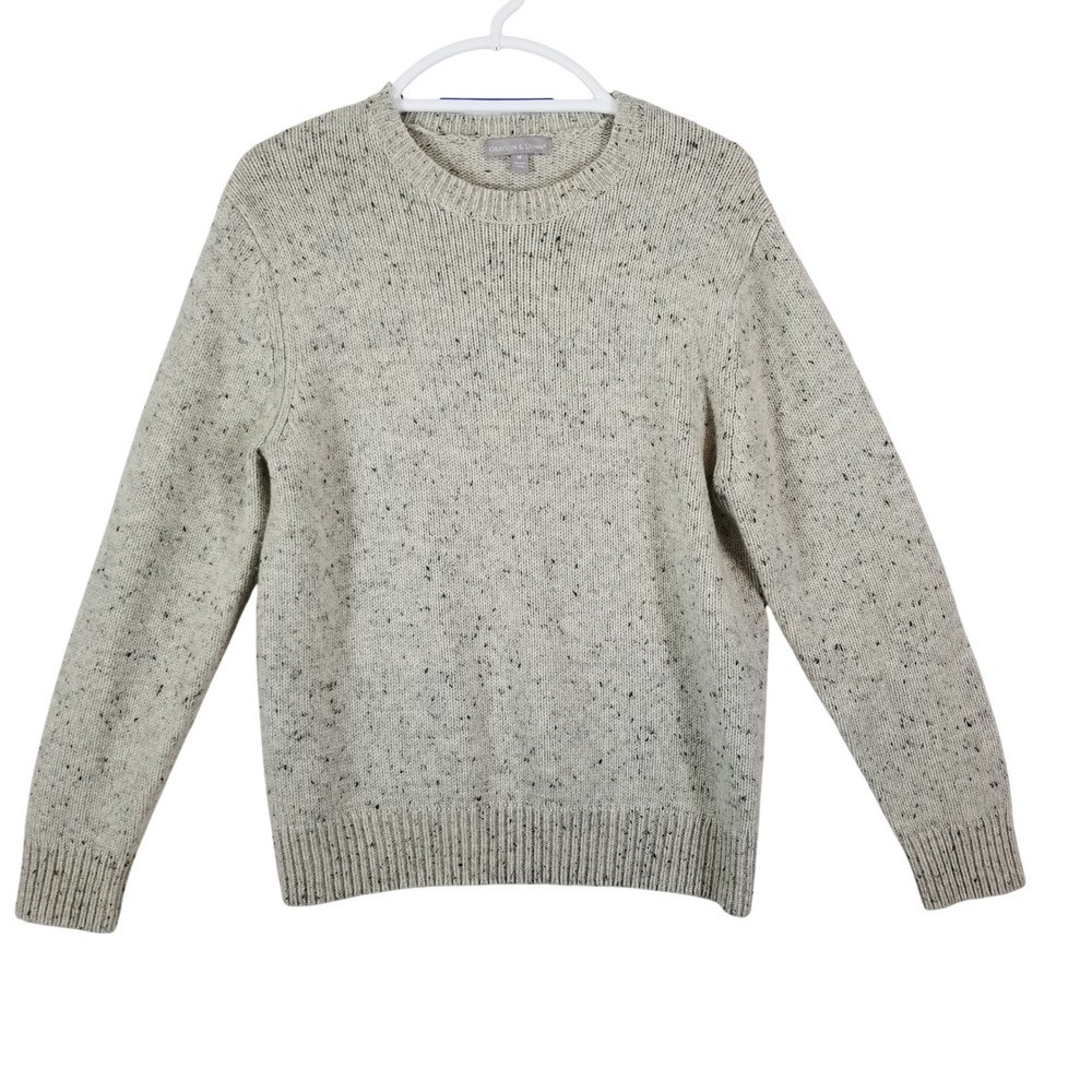 Grayson & Dunn Mens Wool Blend Donegal Speckled Crewneck Sweater Oatmeal Medium